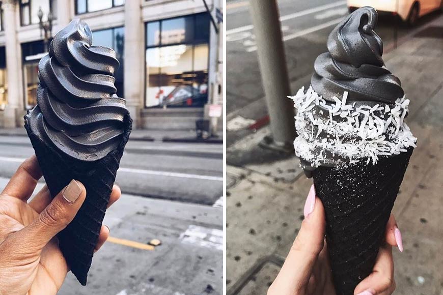 Black charcoal ice cream Black charcoal ice cream